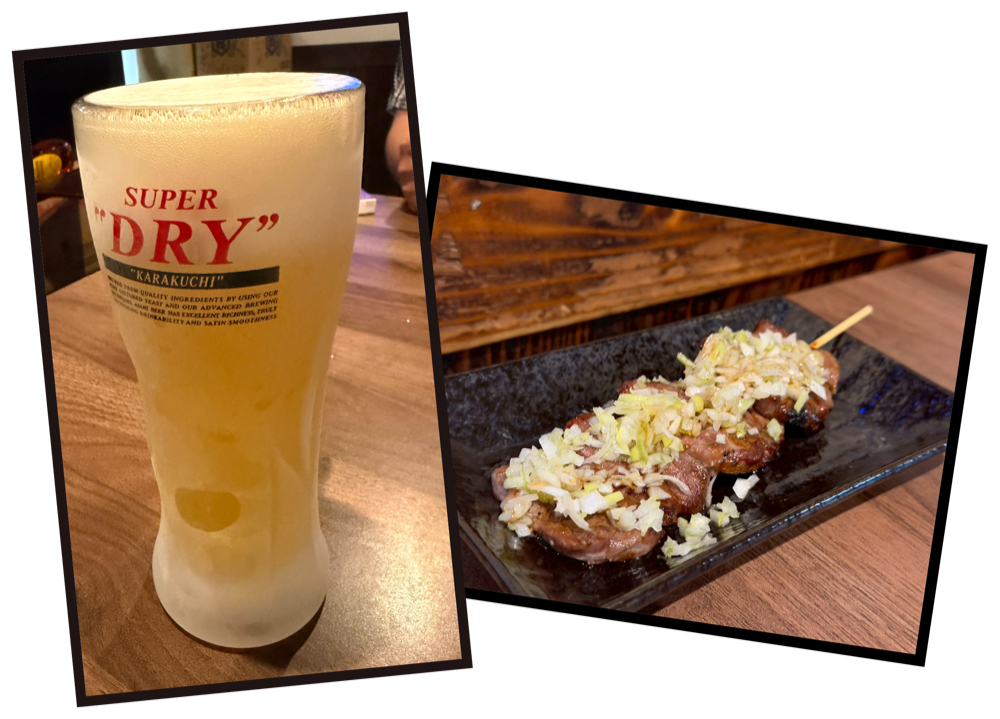 生ビールとラム串